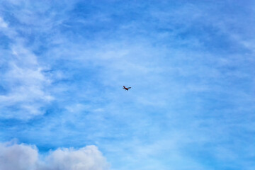 Cessna in the air, Guadeloupe, Lesser Antilles, Caribbean.