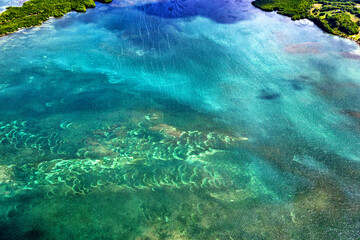 Aerial view of Grand Cul de Sac Marin, Basse-Terre, Guadeloupe, Lesser Antilles, Caribbean.