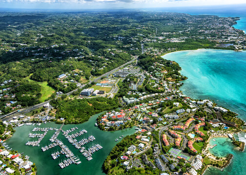 Aerial view of Marina Bas-du-Fort, Pointe-&agrave;-Pitre, Grande-Terre, Guadeloupe, Lesser Antilles, Caribbean.