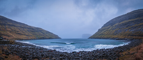 The nature around Tjornuvik village on the Faroe Islands. Streymoy island. November 2021