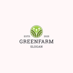 Green farm logo icon design template vector illustration