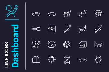Auto related elements on info panel icons set