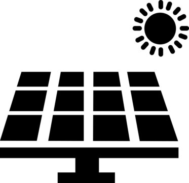 Solar energy panel. Simple black flat pictogram on white background.eps