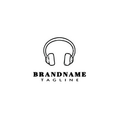 headset logo cartoon icon design template black isolated vector illustration