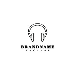 headset logo cartoon icon design template black isolated vector illustration