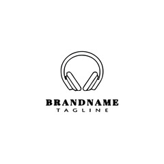 headset logo cartoon icon design template black isolated vector illustration