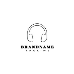 headset logo cartoon icon design template black isolated vector illustration