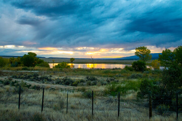 Fototapeta premium landscape. sky, nature, clouds, lake, water, sunset....