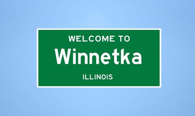 Winnetka, Illinois city limit sign. Town sign from the USA. - obrazy, fototapety, plakaty