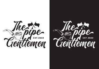 Typography Logo Pipe Gentlemen Vector Illustration Template Good for Any Industry