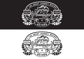 Typography Logo Spring Mountains Vector Illustration Template Good for Any Industry