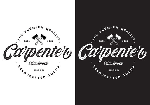 Typography Logo Carpenter Vector Illustration Template Good for Any Industry