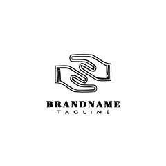 Fototapeta premium healing hand logo cartoon icon design template black isolated vector illustration