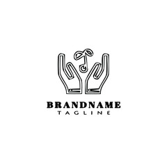 healing hand logo cartoon icon design template black isolated vector illustration