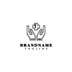 healing hand logo cartoon icon design template black isolated vector illustration