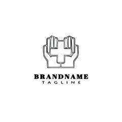 healing hand logo cartoon icon design template black isolated vector illustration