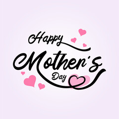 happy mother's day typography with heart illustration