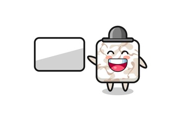 ceramic tile cartoon illustration doing a presentation