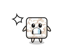 ceramic tile character cartoon with shocked gesture