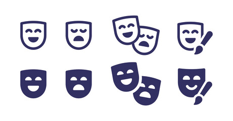 Theater mask icon collection. Masquerade symbol vector illustration. - obrazy, fototapety, plakaty