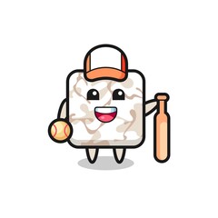 Cartoon character of ceramic tile as a baseball player