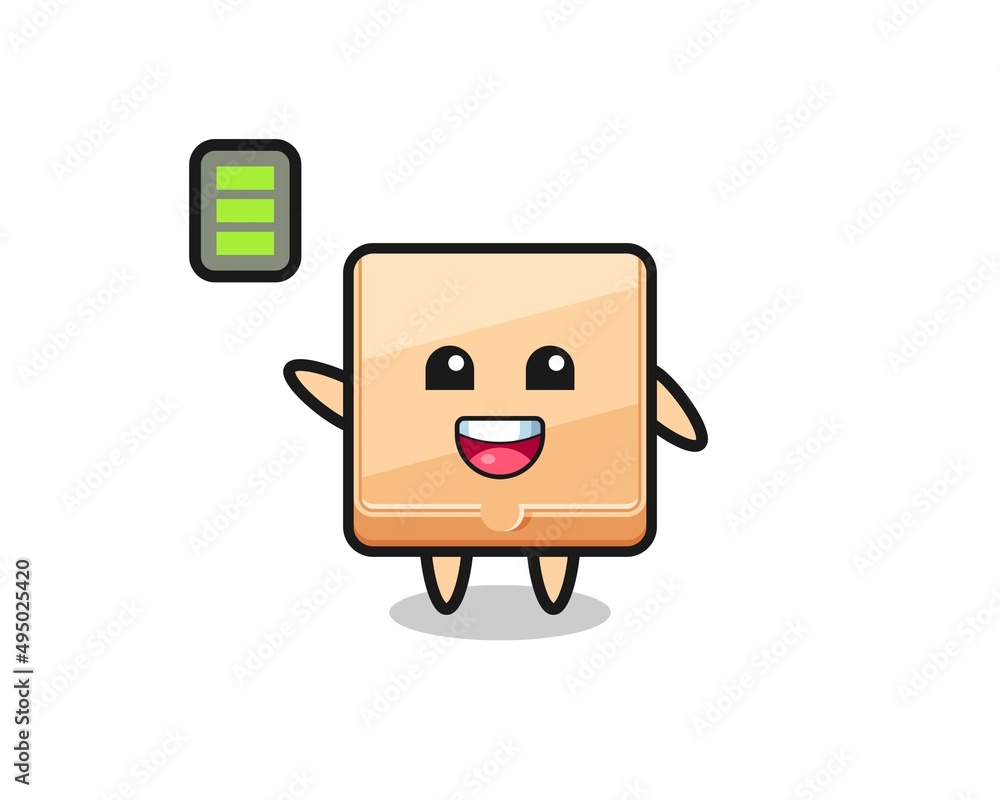 Sticker pizza box mascot character with energetic gesture