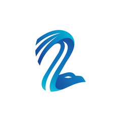 Number 2 With Eagle Shape Logo Vector
