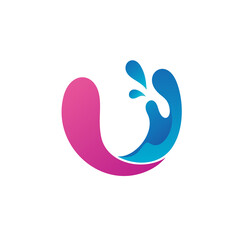 Obraz premium Letter U With Water Splash Logo Vector