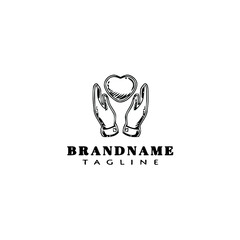 healing hand logo cartoon icon design template black isolated vector illustration