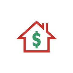 House With Money Icon Logo Vector