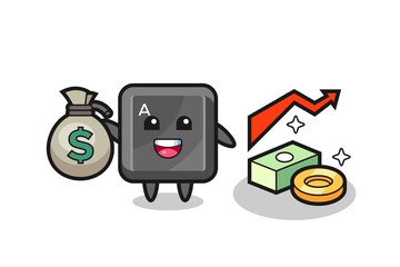 keyboard button illustration cartoon holding money sack