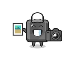 Character Illustration of keyboard button as a photographer