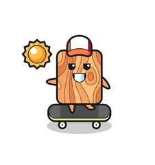 plank wood character illustration ride a skateboard