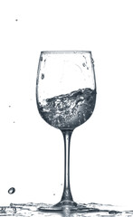 Glass of clean water on white background