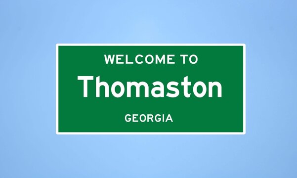 Thomaston, Georgia city limit sign. Town sign from the USA.