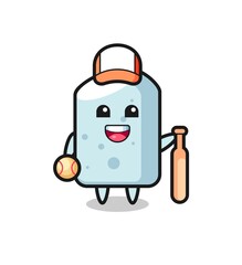Fototapeta premium Cartoon character of chalk as a baseball player