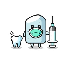 Mascot character of chalk as a dentist