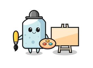 Illustration of chalk mascot as a painter