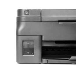 Printer isolated on white background, closeup