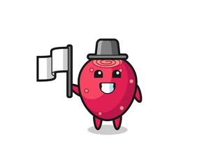 Fototapeta premium Cartoon character of prickly pear holding a flag