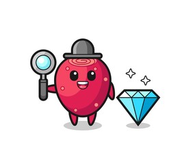 Illustration of prickly pear character with a diamond