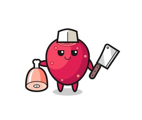 Illustration of prickly pear character as a butcher