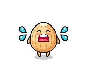 almond cartoon illustration with crying gesture