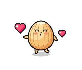 almond character cartoon with kissing gesture