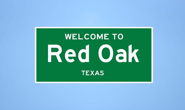 Red Oak, Texas City Limit Sign. Town Sign From The USA.