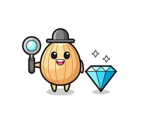Illustration of almond character with a diamond