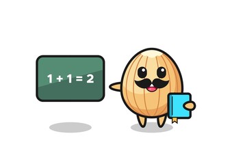 Illustration of almond character as a teacher