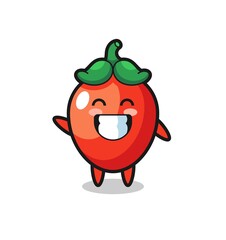 chili pepper cartoon character doing wave hand gesture
