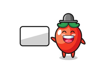 Fototapeta premium chili pepper cartoon illustration doing a presentation