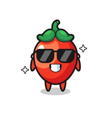 Cartoon mascot of chili pepper with cool gesture
